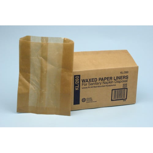 Wax-Lined Brown Sanitary Disposal Bags, Sanitary Disposal Bags